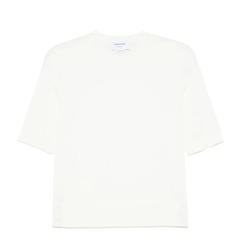 Feather Intarsia Pointelle 4-Bar Tee Women