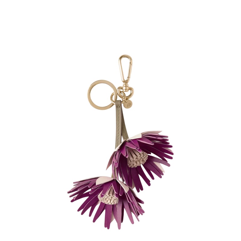 Flower Keyring – Dahlia Blossom Pink & Orchid Bloom Mixed Material