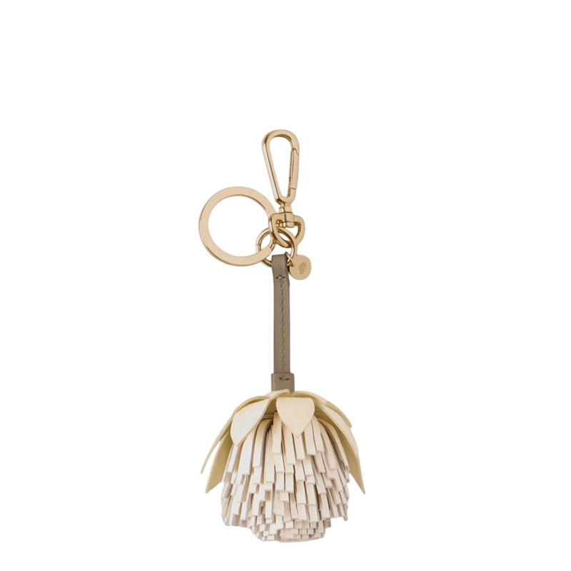 Flower Keyring – Pom Pom Buttermilk & Eggshell Mixed Material