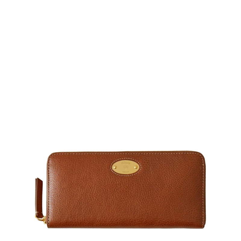 Mulberry Plaque 8 Credit Card Zip Purse Oak Nvt