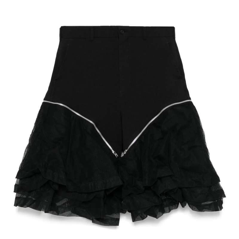 Polyester Gabardine X Nylon Tulle Shorts
