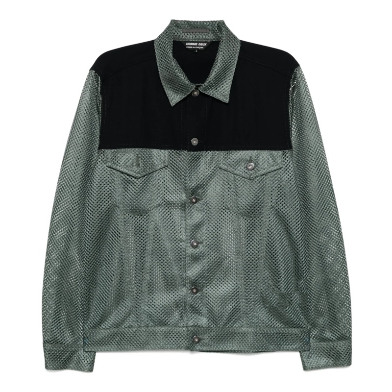 Polyester Mesh X Wool Gabardine Jacket