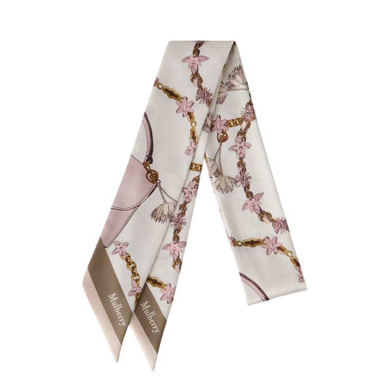 Skinny Scarf – Lana Bag & Chains Eggshell & Blossom Pink Recycled Polyester