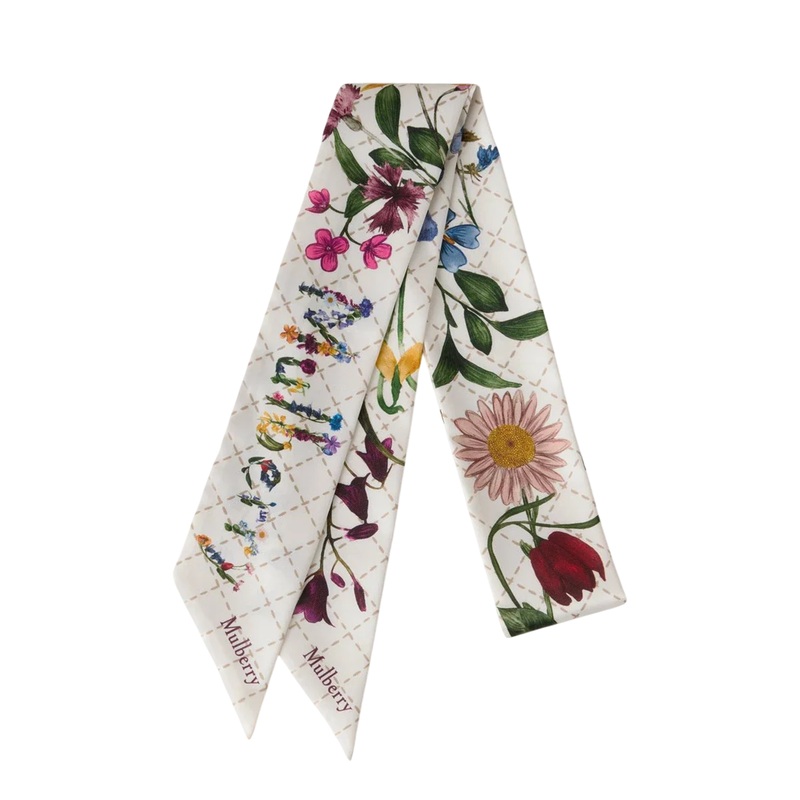 Skinny Scarf – Wild Floral Eggshell Recycled Polyester