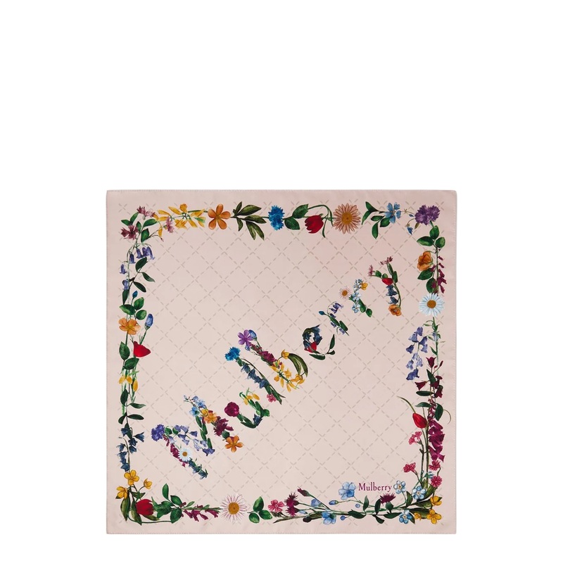 Wild Floral Square Blossom Pink Silk Twill