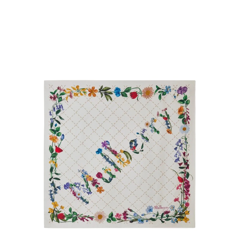 Wild Floral Square Eggshell Silk Twill