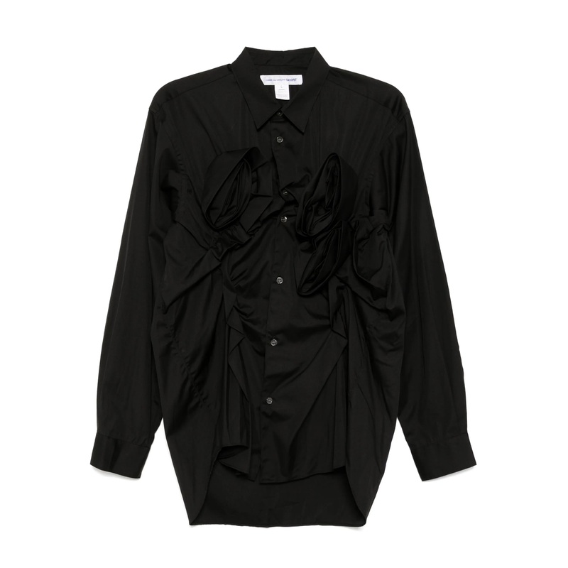 Cotton Plain Poplin Shirt With 3D