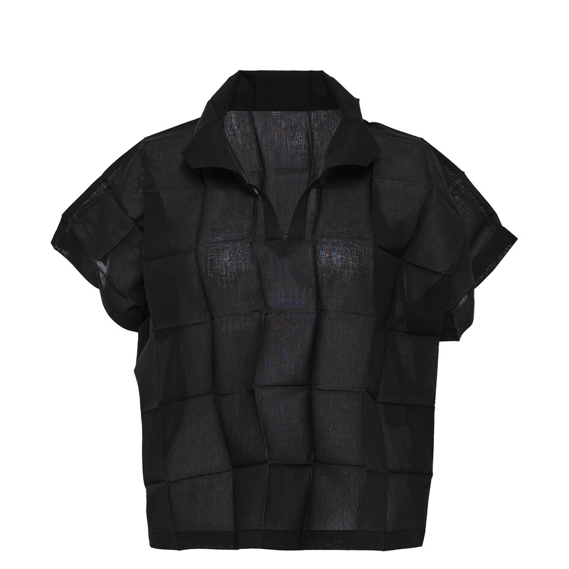 Dice Pleats Shirt Polo Top