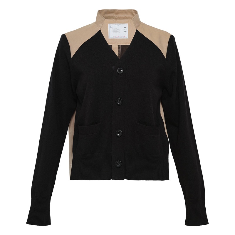 Cotton Gabardine X Knit Cardigan