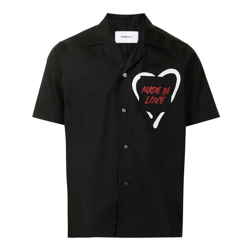 Heart Printed Short Sleeve Shirt