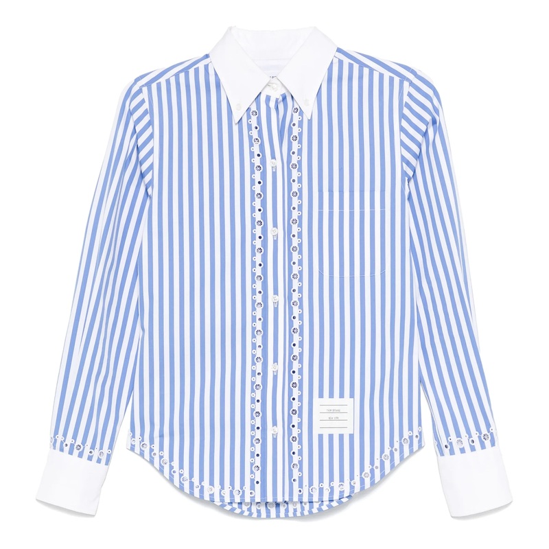 Awning Striped Poplin Classic Long Sleeve Shirt Women