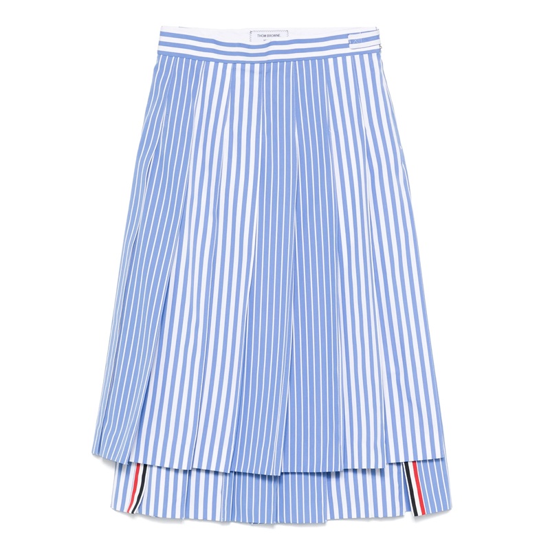 Awning Striped Poplin Funmix Pleated Skirt Women