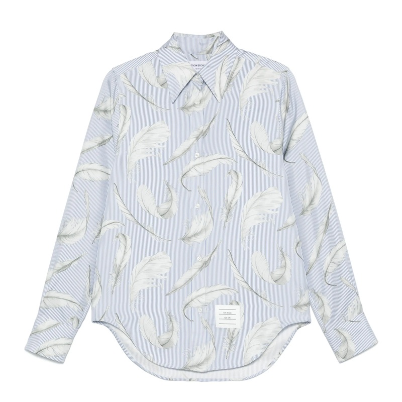 Feather Printed Silk Twill Easy Fit Shirt Women