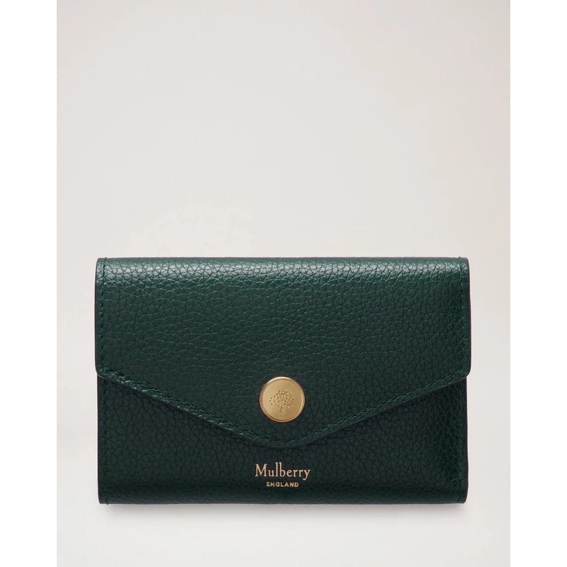 Folded Multi-Card Wallet Mulberry Green Small Classic Grain