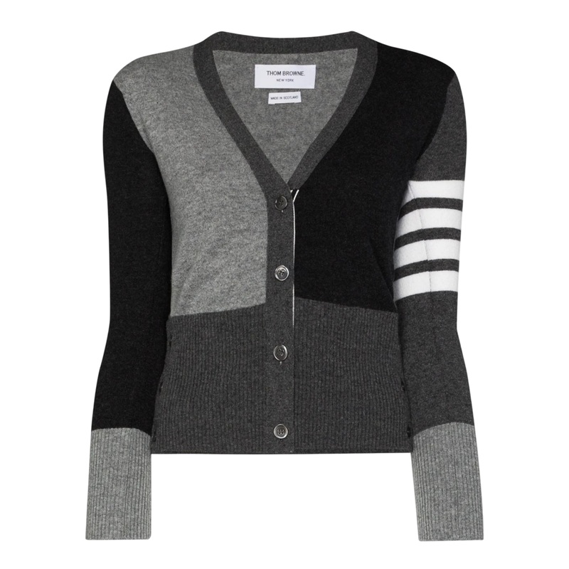 Funmix Cashmere 4-Bar V-Neck Cardigan Women