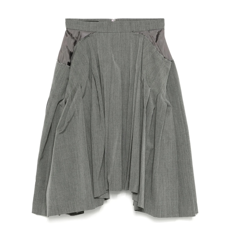 Grey Square Pleated Skirt