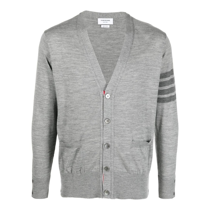 Wool 4-Bar V-Neck Cardigan Men