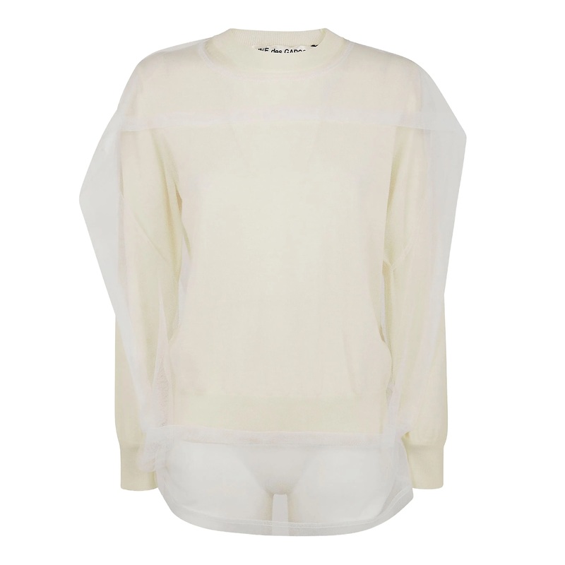 Worsted Wool Jersey X Nylon Tulle Sweater