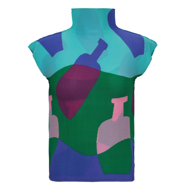 Bottle Cap Sleeve High Neck Top