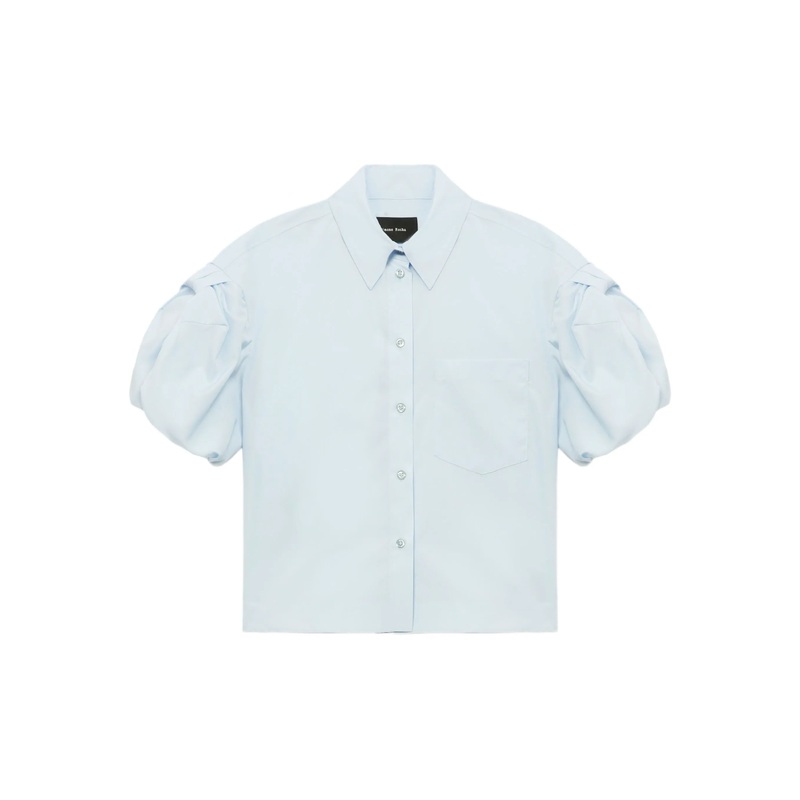 Cropped Puff Bow Sleeve Shirt