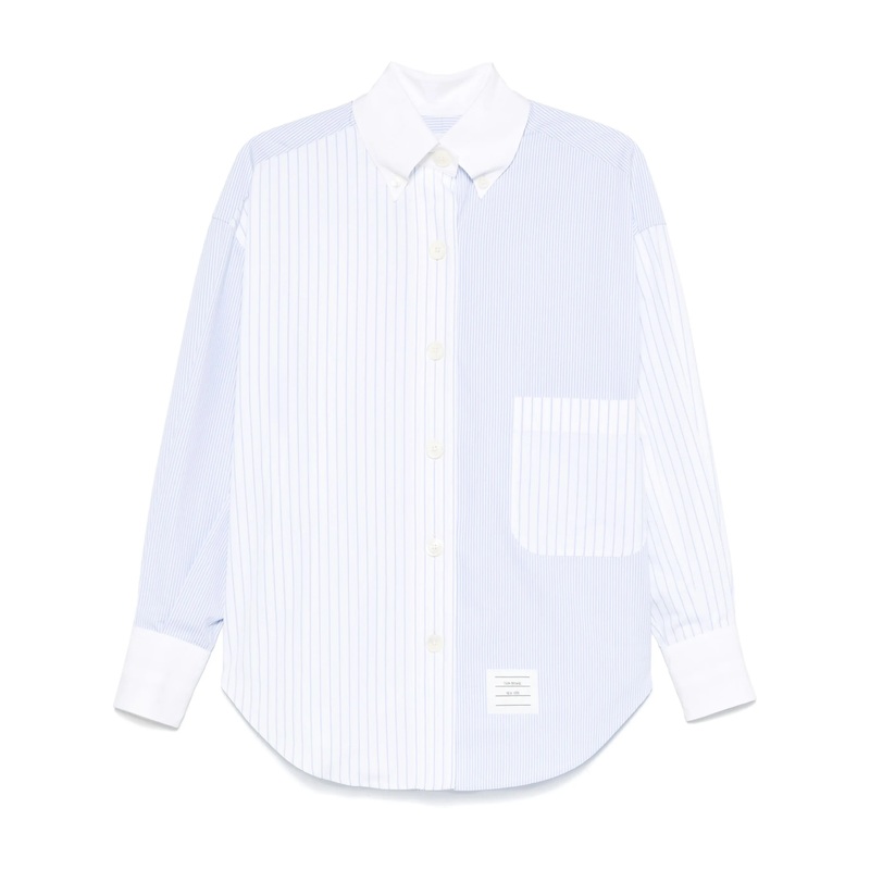 Poplin Pinstripe Funmix Micro University Striped Supersized Long Sleeve Shirt Women