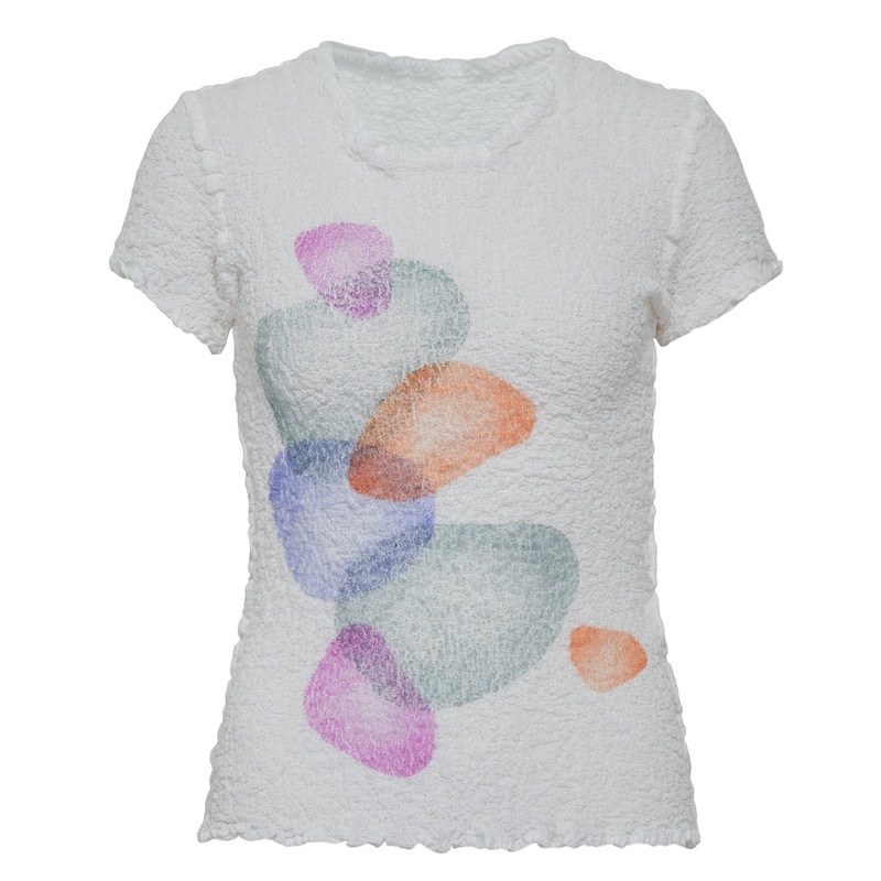 Sea Glass Print Cauliflower Knit Top