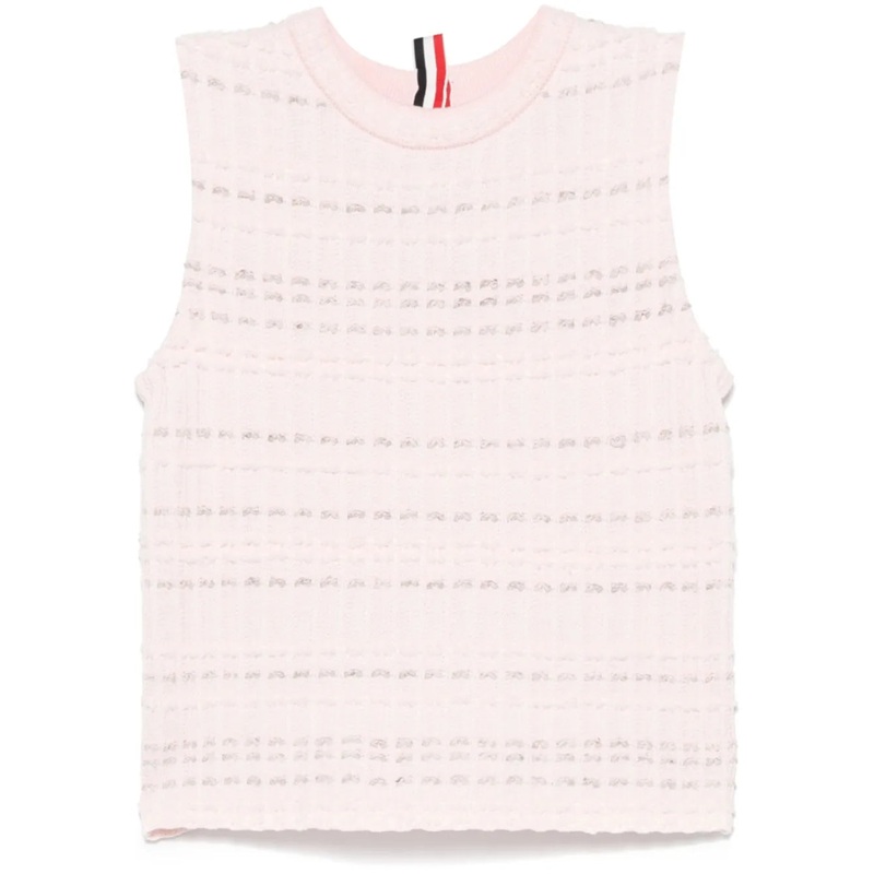 Seersucker Knit Tweed Jacquard Shell Top Women