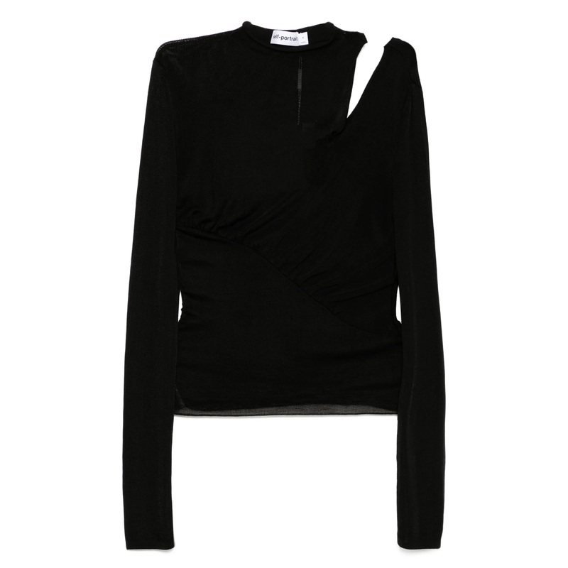 Black Cut Out Viscose Knit Top