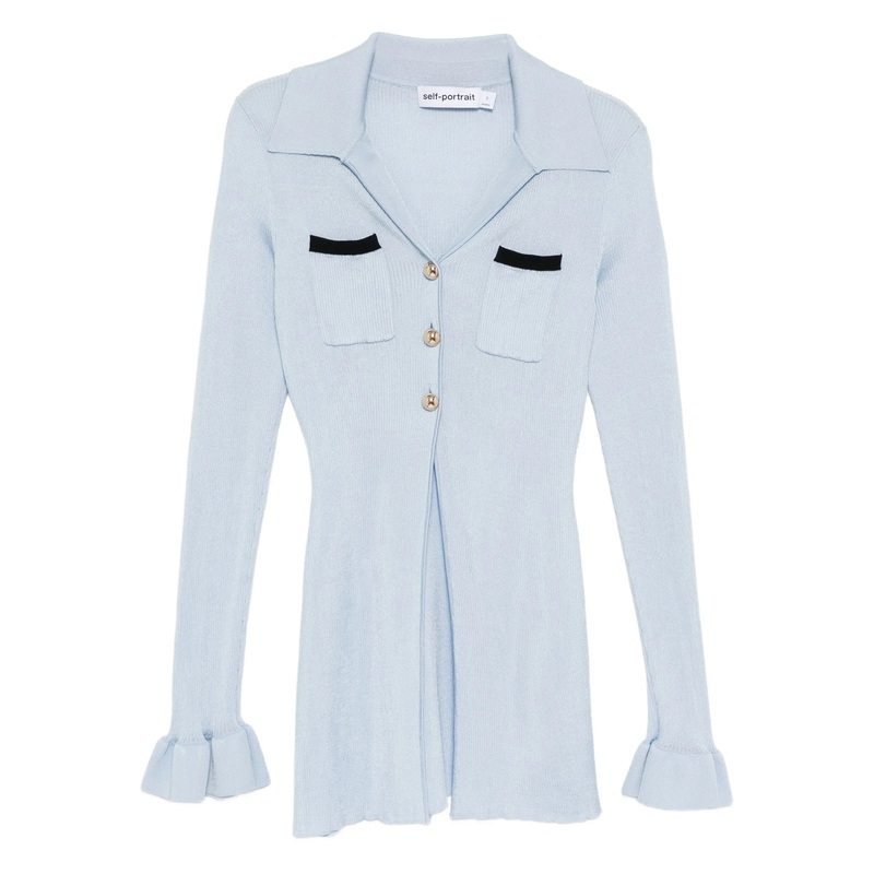 Blue Ribbed Viscose Knit Longline Top