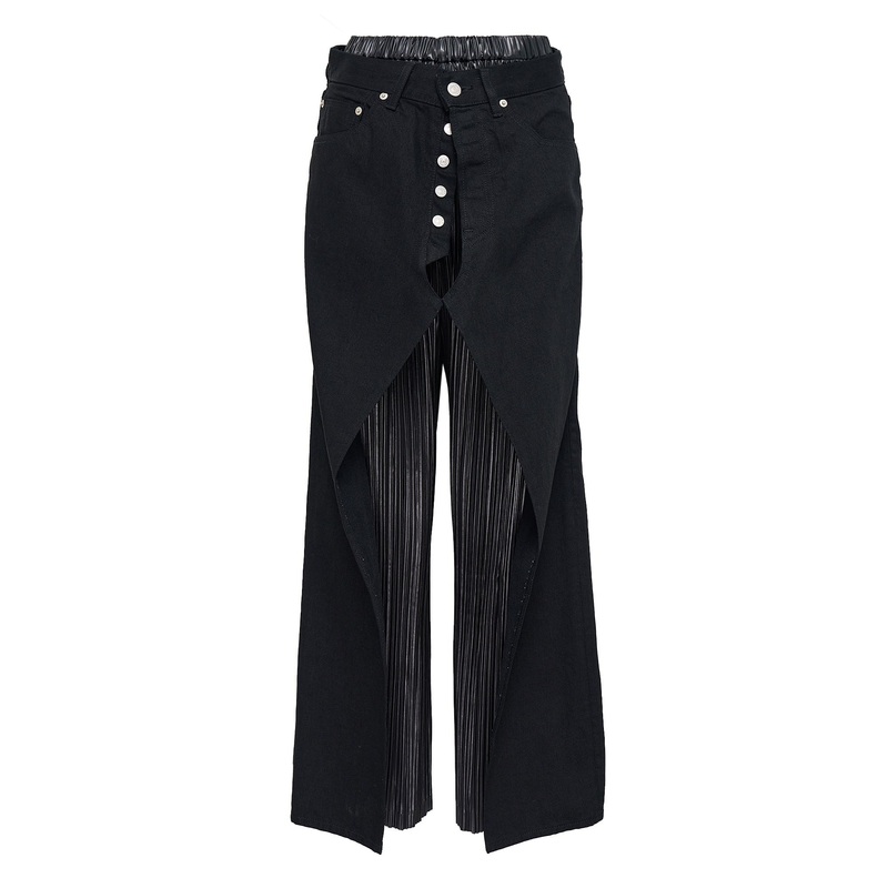 Cotton Denim X Polyester Satin Pants