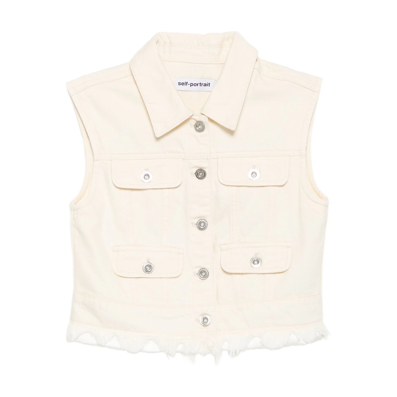 Cream Denim Sleeveless Top