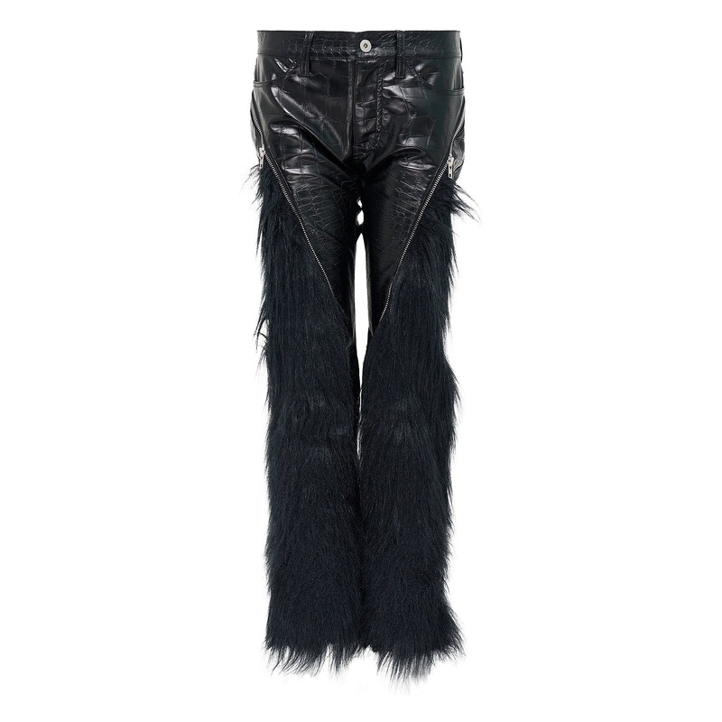Fake Leather Acrylic Faux Fur Pants