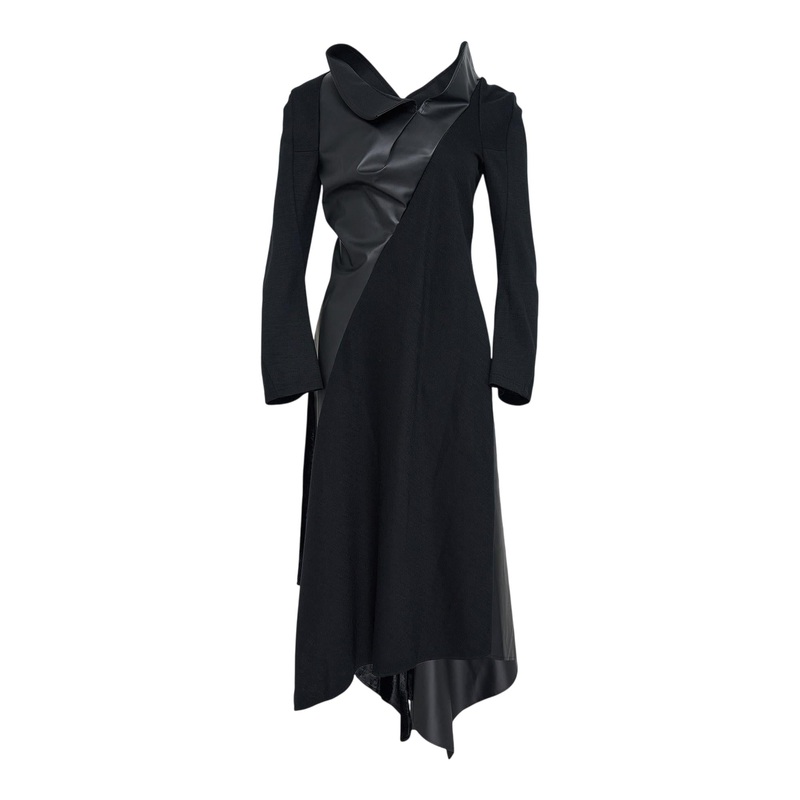 Fake Leather Wool Ponte Dress