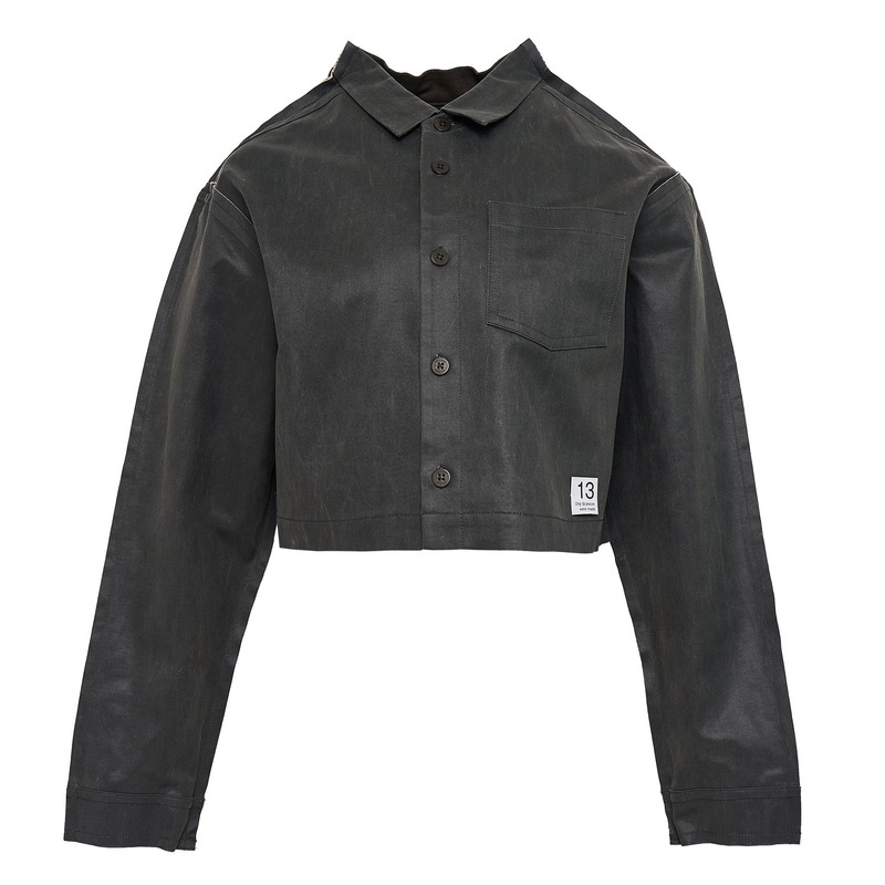 Faux Leather Crop Shirt Jacket