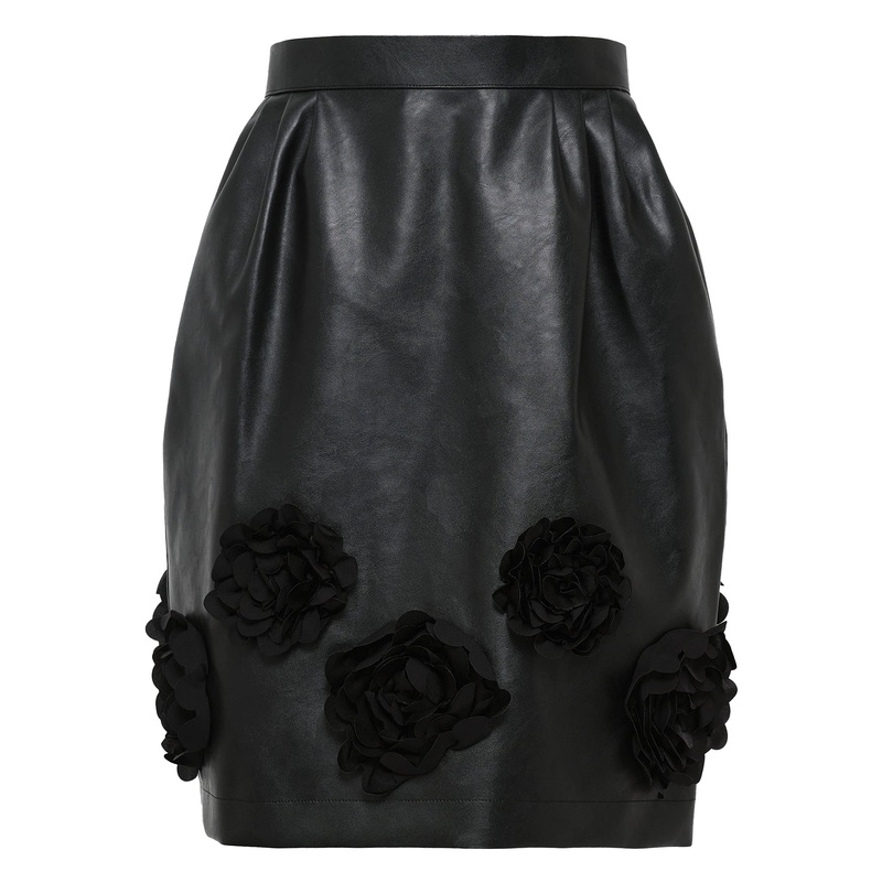 Faux Leather Polyester Satin Skirt