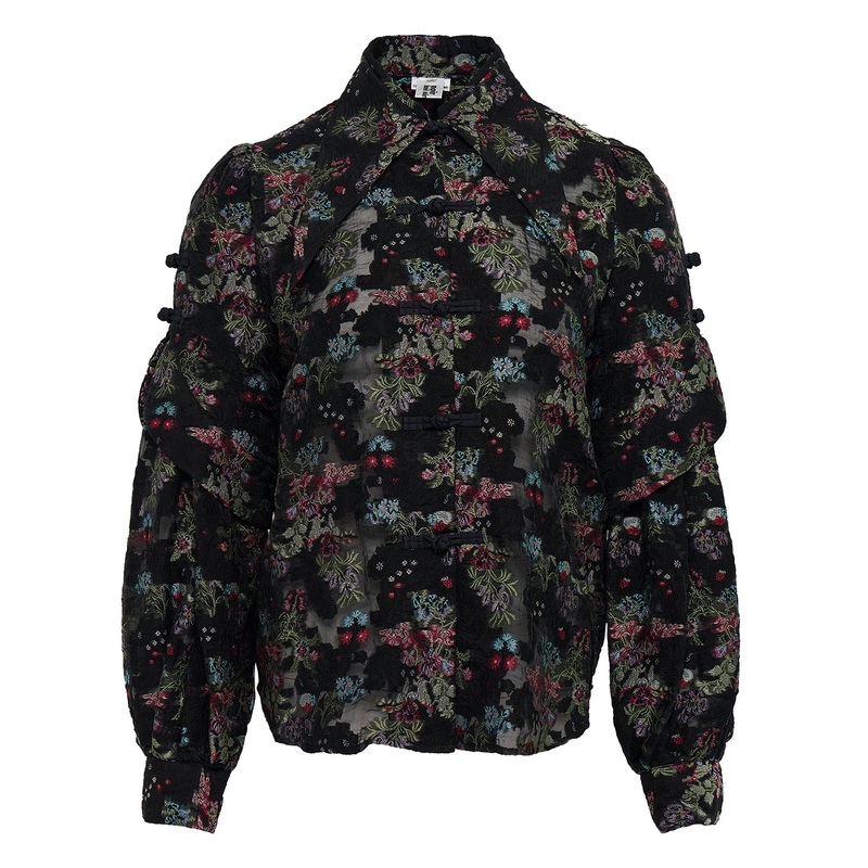 Floral Pattern Cut Jacquard Top