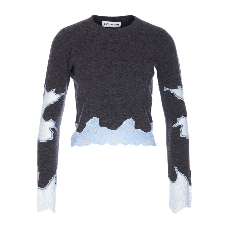 Grey Contrast Lace Jumper