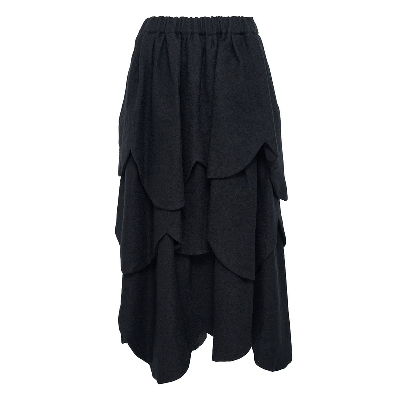 Herringbone Pattern Wool Mille Skirt