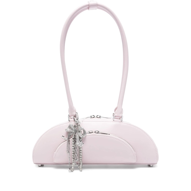 Lilac Leather Curved Charm Shoulder Bag