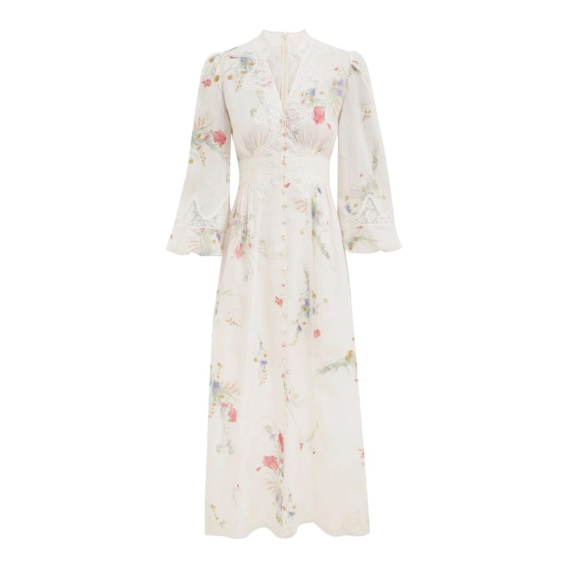 Lucky Lace Plunge Midi Dress