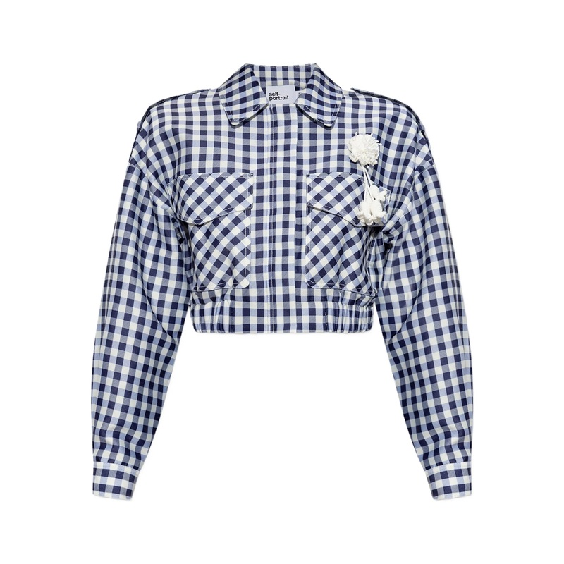 Navy Gingham Taffeta Jacket
