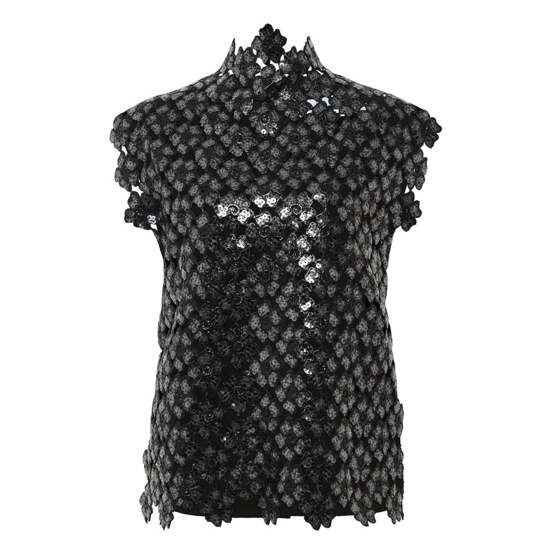 Nylon Polyester Sequin Embroidery Top