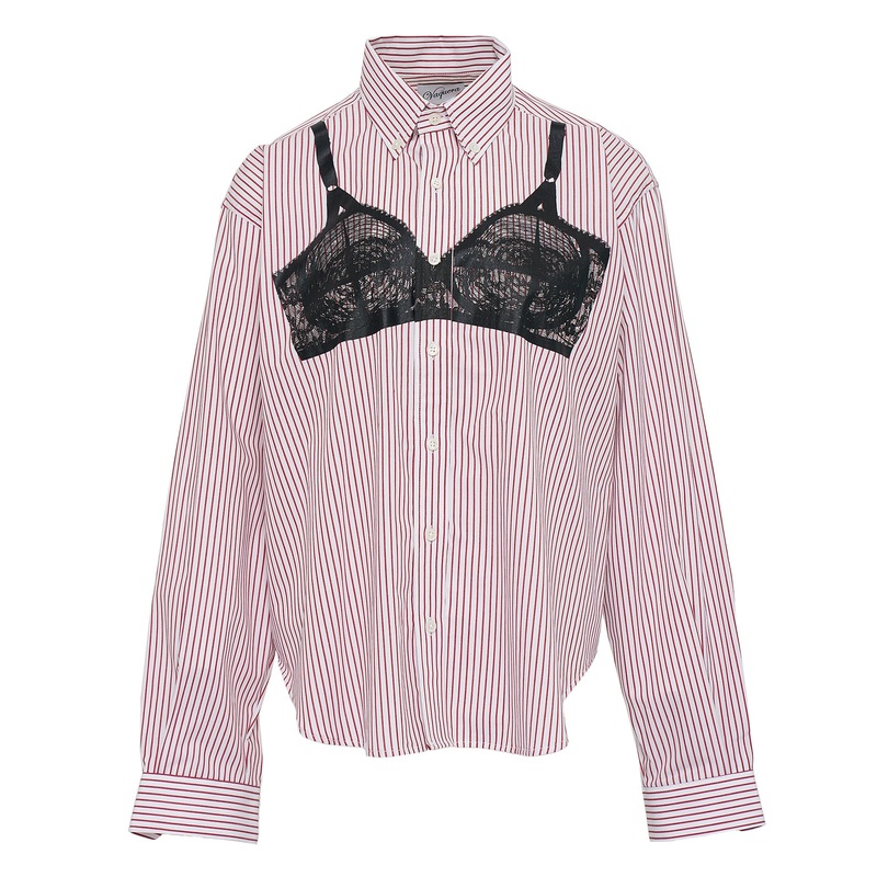 Women Trompe Loeil Button Down Top