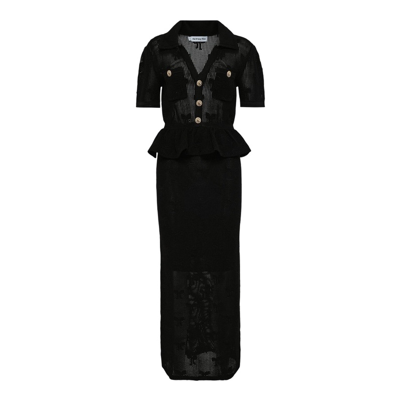 Black Bow Crochet Midi Dress