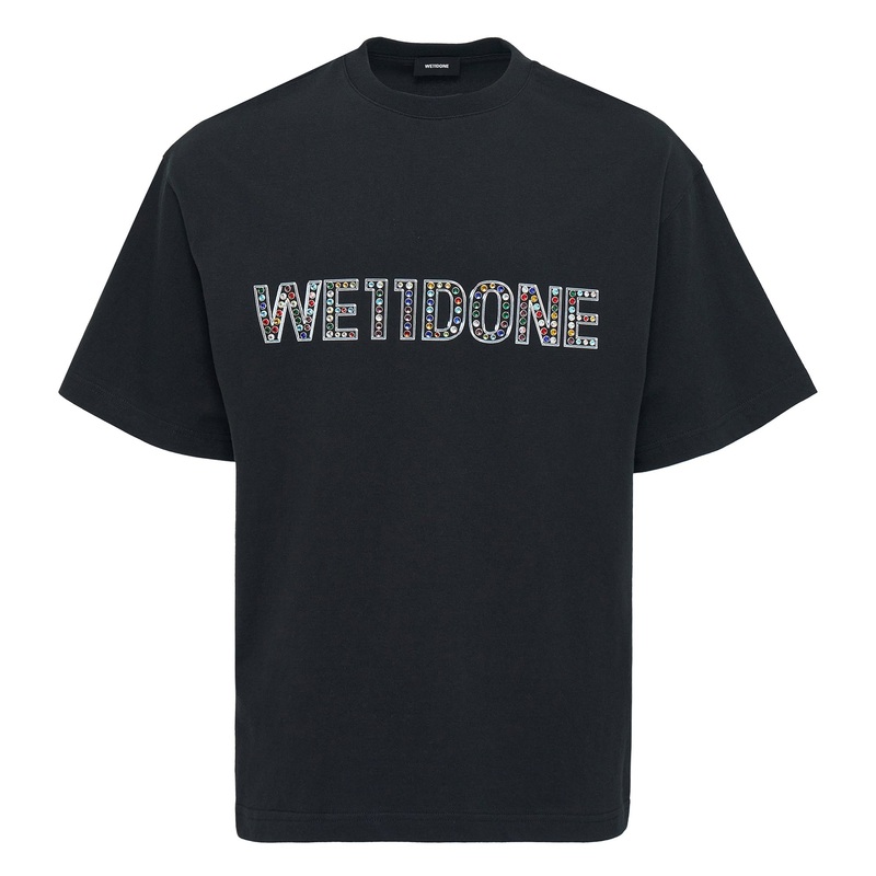 Black Colorful Rhinestone Logo Tee