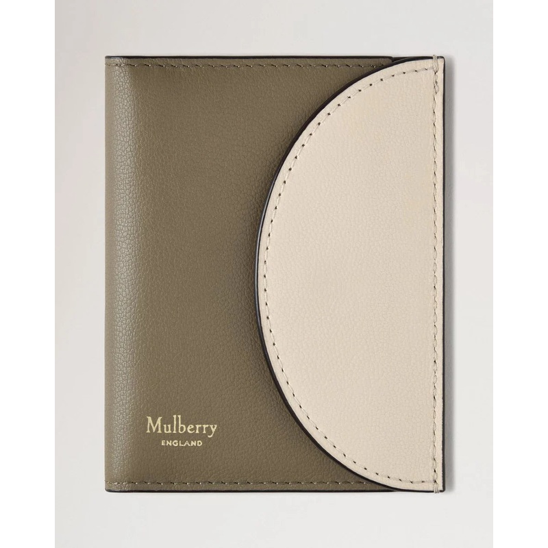 Compact Bifold Card Wallet Eggshell & Linen Green Micro Classic Grain