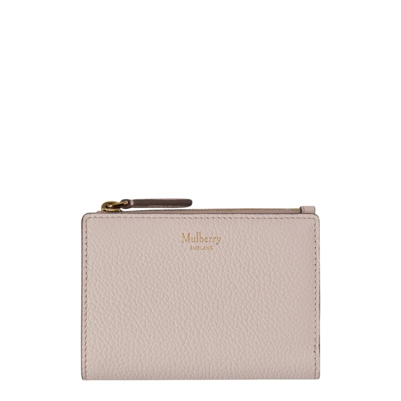 Continental Bifold Zipped Wallet Blossom Pink Small Classic Grain