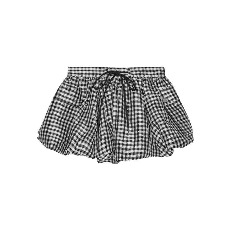 Crinkled Taffeta Check Mini Bubble Skirt