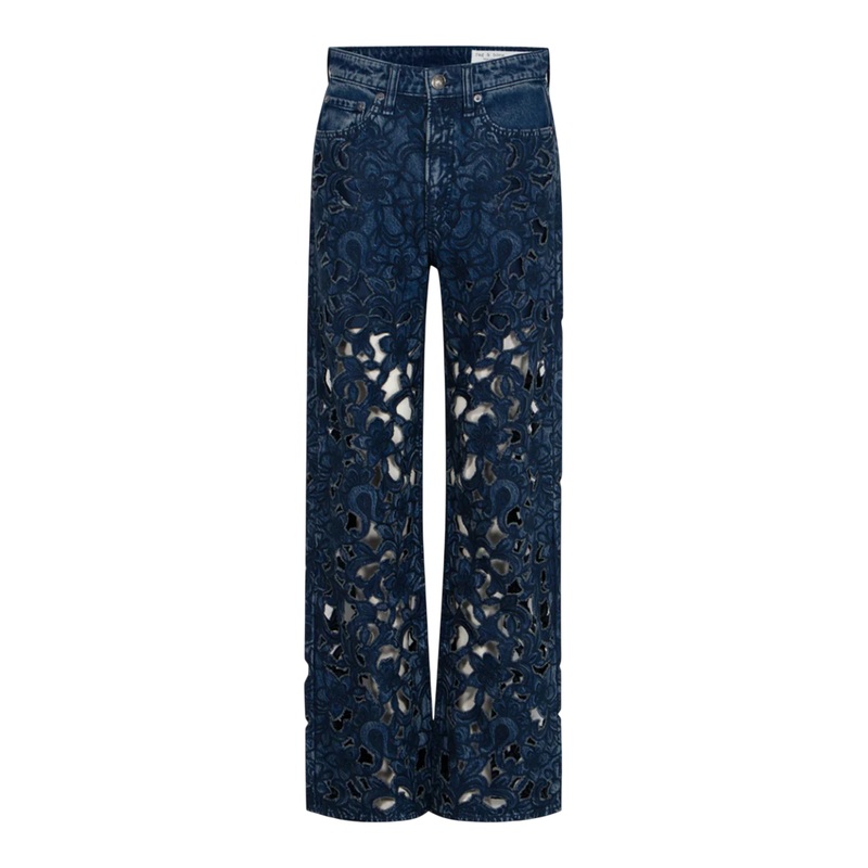 Logan Mid Rise Wide Leg Floral Cutout