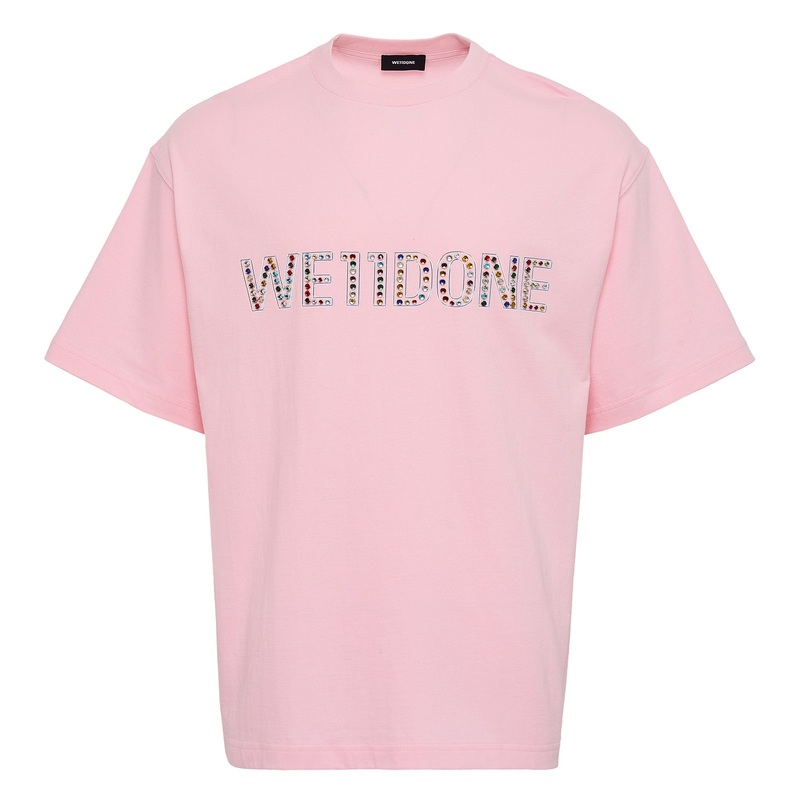 Pink Colorful Rhinestone Logo Tee